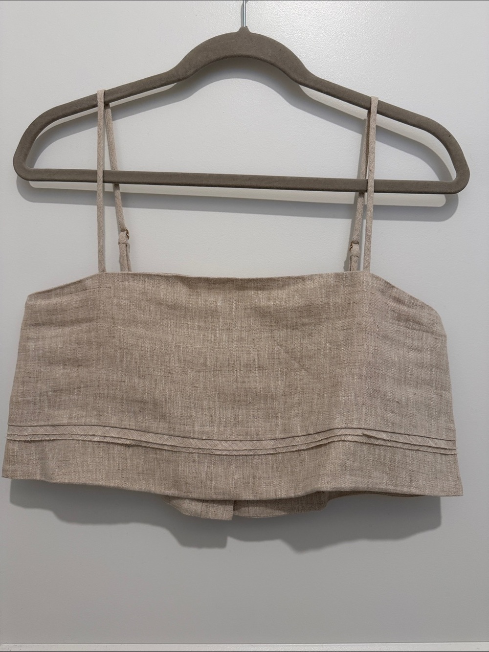 DISSH Beige Linen-Cotton Blend Crop Top